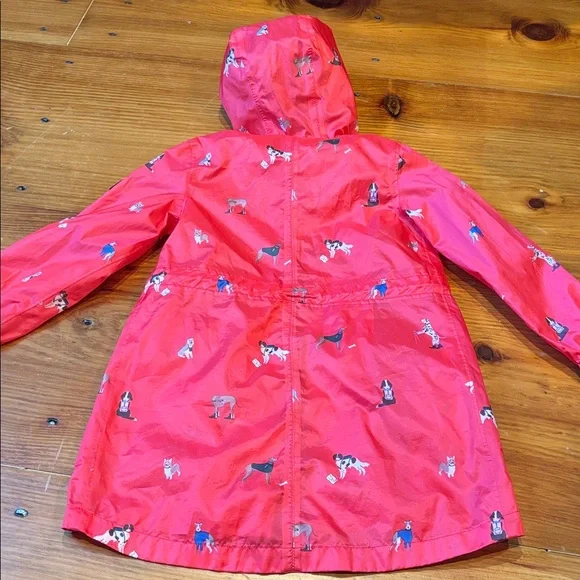 JOULES Unisex 6 Red Puppy Dog Printed Rain Jacket Coat Long Fit Hooded - Picture 10 of 10